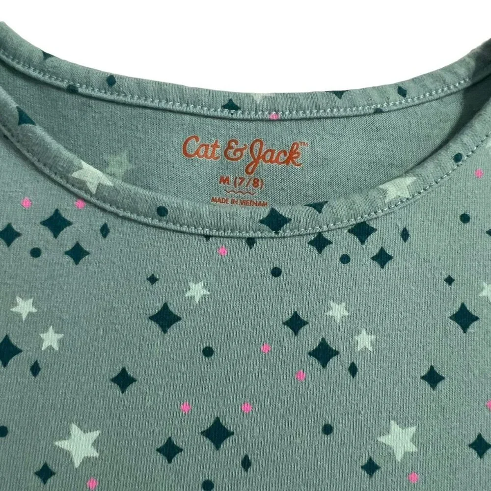 Cat & Jack M (7/8) Green Star Print Dress